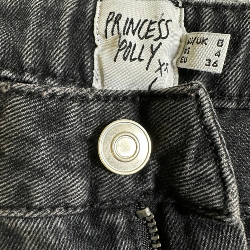 Princess Polly Washed Black High Waisted Cotton Denim Jeans US 4 RN 139867 - Picture 6 of 13
